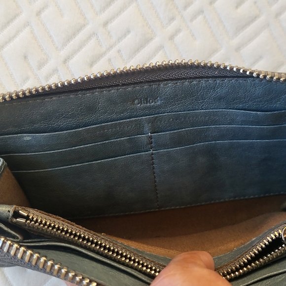 Chloe Blue and Gold Emblem Long Wallet - Picture 8 of 14